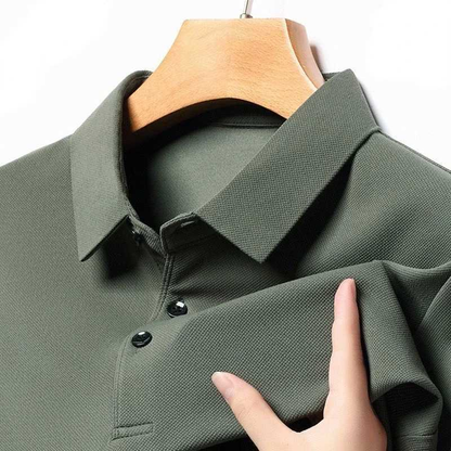 Autumn Casual Business T-Shirt for Men Slim Fit Short Sleeve for Polo Korean Style Button Custom Logo Solid Knitted Men's Casual