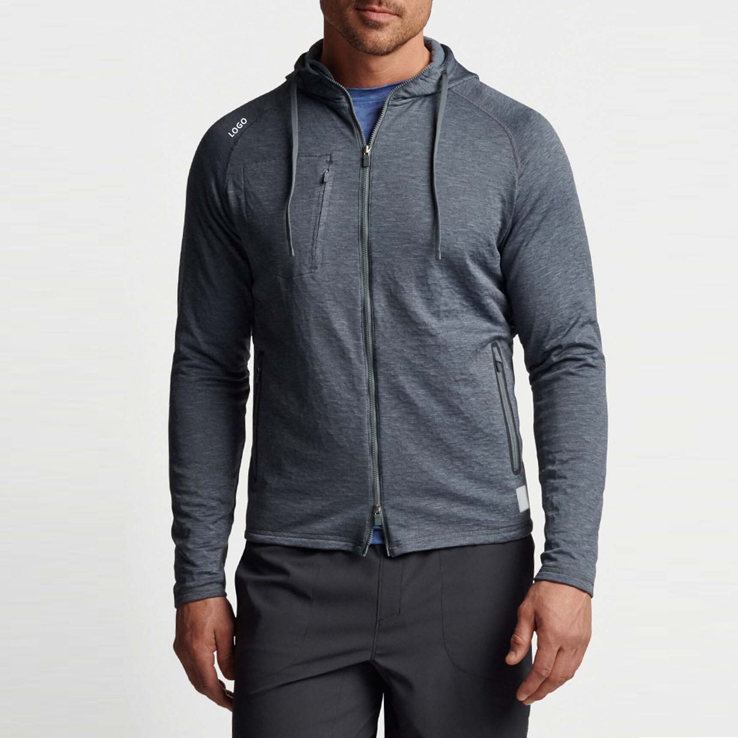 Heavy Weight Custom Embroidery Printing Blank Men's Clothing Golf Boxy Zip up Hoodie Manufacturer