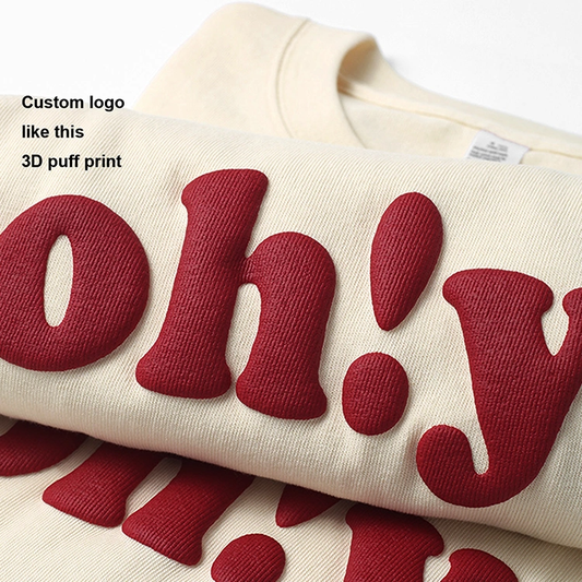 Oem Tee Shirt 100% Cotton Plain Oversized Men's T-shirts Heavy Weight Tshirts Custom Foam 3d Screen Logo Men Puff Print T Shirt