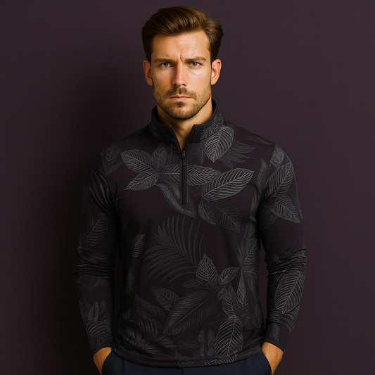 Custom All-Over Print Men's Sport Stand Collar Autumn Season Made Polyester Cotton 1/4 Zip Golf Pullover Sweatshirt