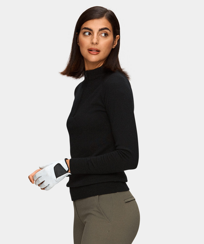 Custom High Quality Long Sleeve Ladies Embroider Golf 1/4 Zip Pullover Quarter Zip Activewear Mock Neck Sweatshirt Women