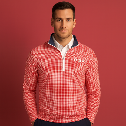 Custom logo Quick Dry Anti-wrinkle Sport Athletic Long Sleeve Polyester Golf Pullover Half-zip Sweatshirt