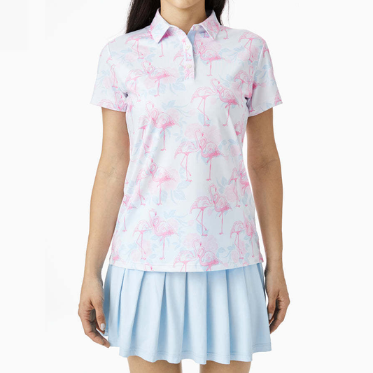 Luxury High Quality Full Allover Print Sublimation Polyester Spandex Golf Clothing Moisture Wicking Woman's Polo Summer