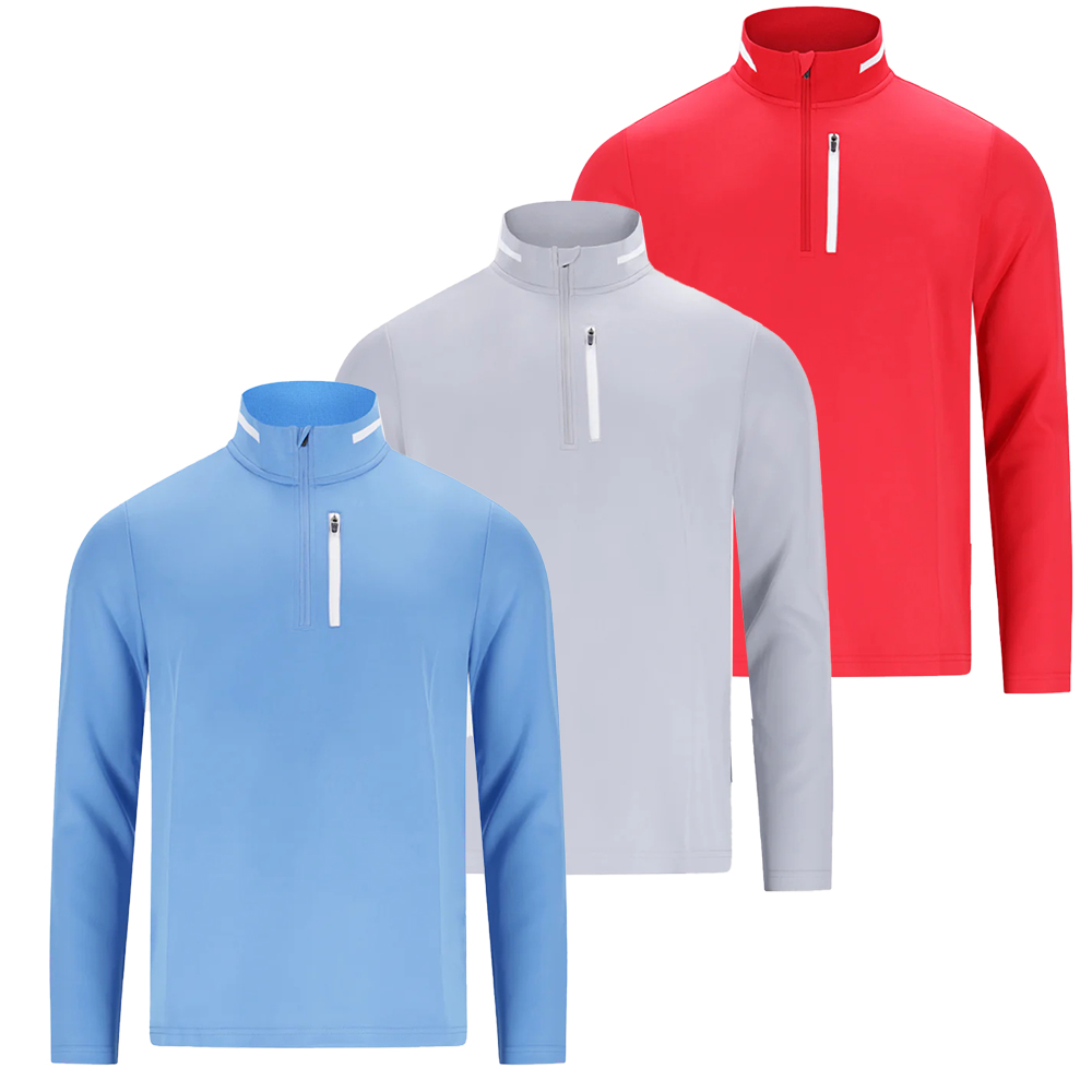 Custom High Quality logo Printed Plain Color Sports Golf Long Sleeve 1/4 Zip Collar With Pocket Pullover Sportswear Sweatshirt