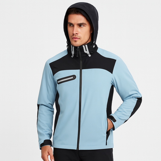 Customized Winter Windbreaker Jacket for Men High Quality Textured Windproof Waterproof Fabric Stand Collar Front Logo Position