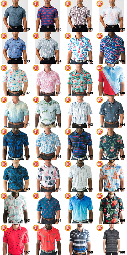 Fun Printed Men's Golf for Polo Shirts Quick Dry Spandex Polyester Knitted Style with Bigfoot Design Short Sleeve