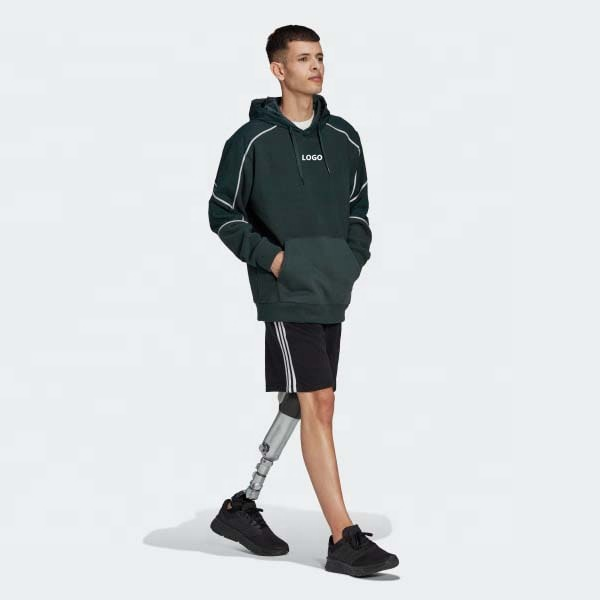 Custom High Quality Logo Men's Winter 100% Cotton Hoodie and Sweatshirt Green Solid Pattern Digital & Silk Screen Printing