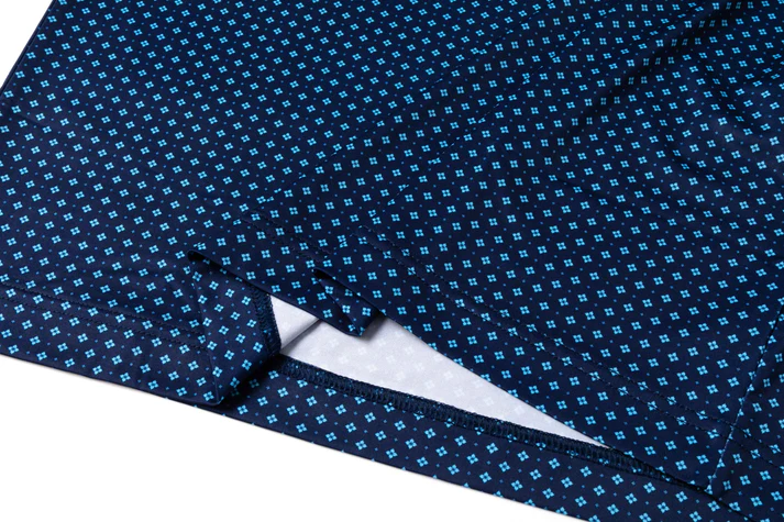 Blue Diamond Polo Shirt - Antimicrobial Quick Dry Slim Fit with Lattice Pattern