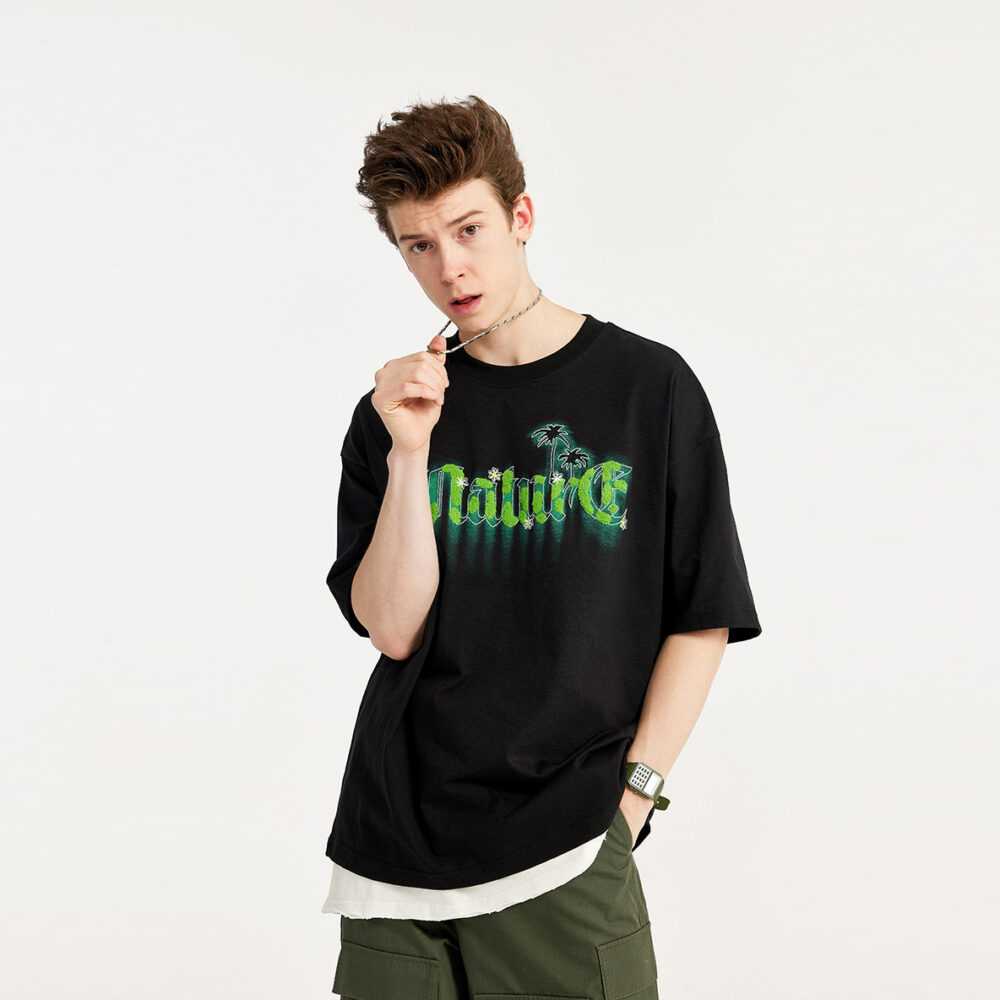Men's Custom Plus Size Drop Shoulder 100% Heavy Cotton Men's Street Color Towel Embroidered T-Shirt