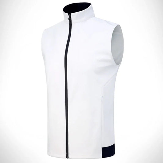 Bulk Custom Men's latest stand-up collar, color-blocked front-zip golf vests. Customized sizes and colors are available. There are deposits and balances. It's a regular style for wearing outside with Logo Embroidery - Manufacturer Qiandao
