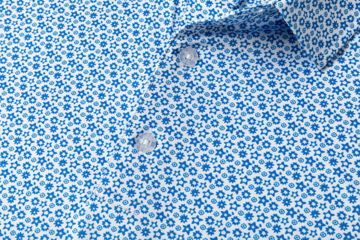 Antimicrobial Quick Dry Polo Shirt with Small Star Pattern in Slim Fit