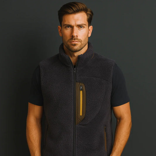 Bulk Custom OEM and ODM men's casual golf vests made of polyester with full-zip front-opening and American wool for the lapel in the United States with Logo Embroidery - Manufacturer Qiandao
