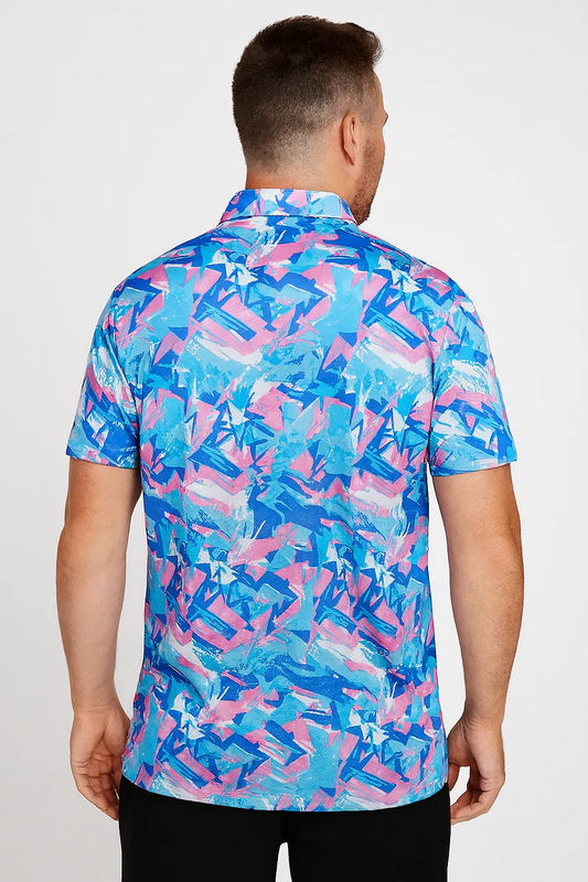 Colorful Geometric Polo Shirt - Antimicrobial Quick-Dry Slim Fit for Ultimate Comfort