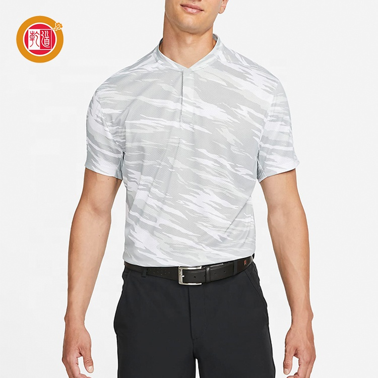 Custom High Quality Polyester Spandex Quick Dry Slim Fit Breathable Blade Collar Polo Golf Shirt for Men