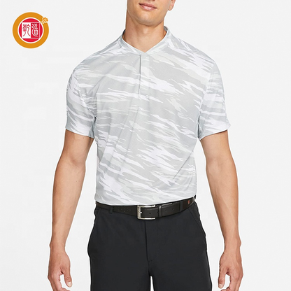 Custom High Quality Polyester Spandex Quick Dry Slim Fit Breathable Blade Collar Polo Golf Shirt for Men
