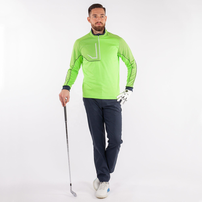 OEM Men's Performance Golf Sweatshirts Quick Dry Active Long Sleeve 1/4 Quarter Zip Pullover Green Printed Pattern for Autumn
