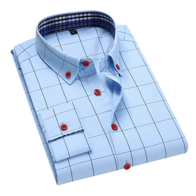 Wholesale Custom Designer 2025 New Men's Business Casual Plaid Shirt Fashion Classic Style Slim Long Sleeve Shirt