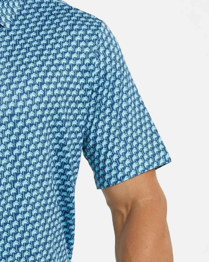 Men's Hawaii Golf Polo - Blue Tropical Pattern Coconut Tree Shirt