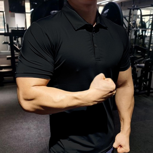 Custom Logo 4 Way Stretch Black 100% Polyester Dry Moisture Wicking Performance Outdoor Casual Men's Golf Polo Shirt