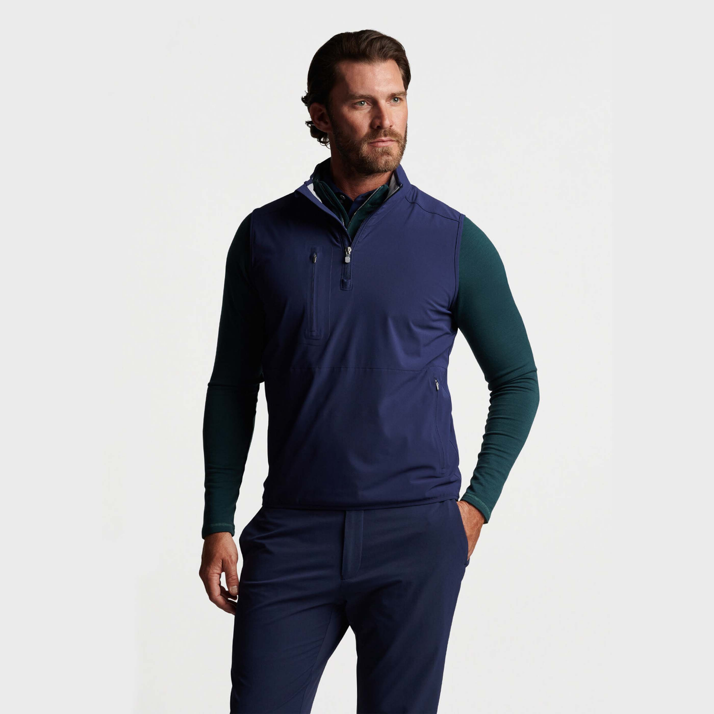 Custom logo 1/4 zip, half-zip, multi-functional golf caddy plus-size men's vests