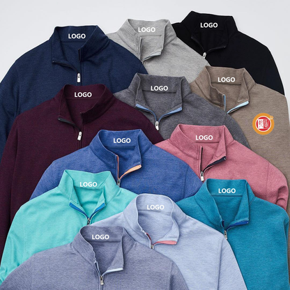 Wholesale OEM Custom logo High Quality Half 1/4 Quarter Zip Collar Pullover Men Golf Athletic Sweater Sweatshirt Hoodies for Men