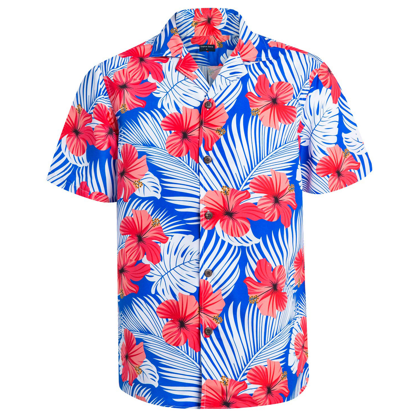 Men's Quick Dry Slim Fit Beach Shirt with Sublimation Printed Button Vacation Lapel Short Sleeve Custom Logo Design Stand Collar