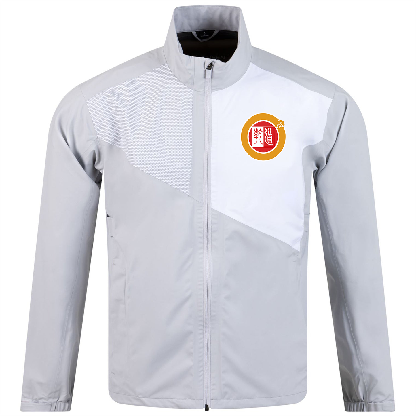 Custom Men's High Quality Long Sleeve Sweatshirt Waterproof Golf Jacket with Patchwork Pattern and Front Logo
