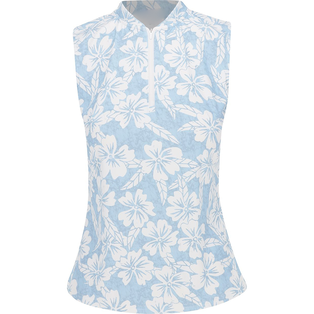 Custom sublimated women's quick-drying sleeveless golf quarter-zip sun-protective sports pullover