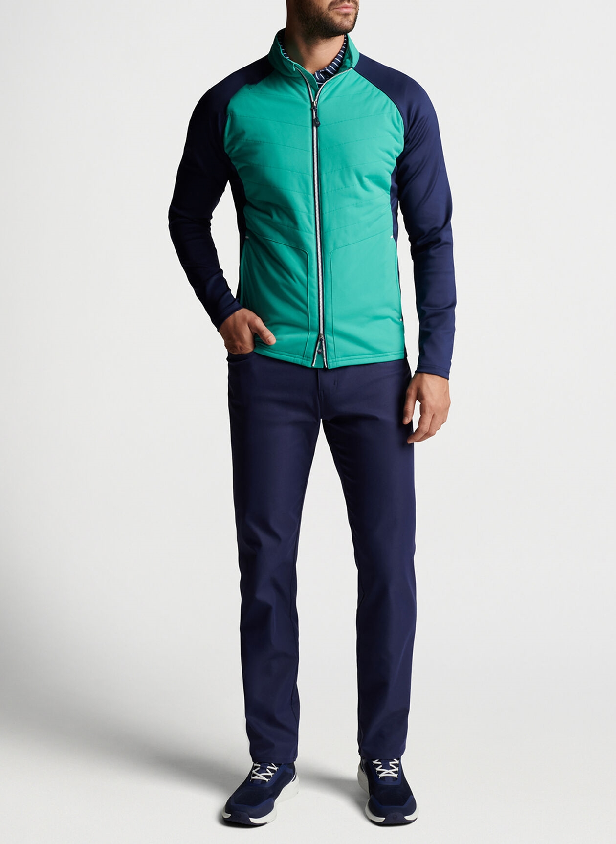 High Quality Oem Waterproof Custom Print logo Polyester Windbreaker Sports Men Outdoor Quilted Padding Clima Golf Jacket for Man
