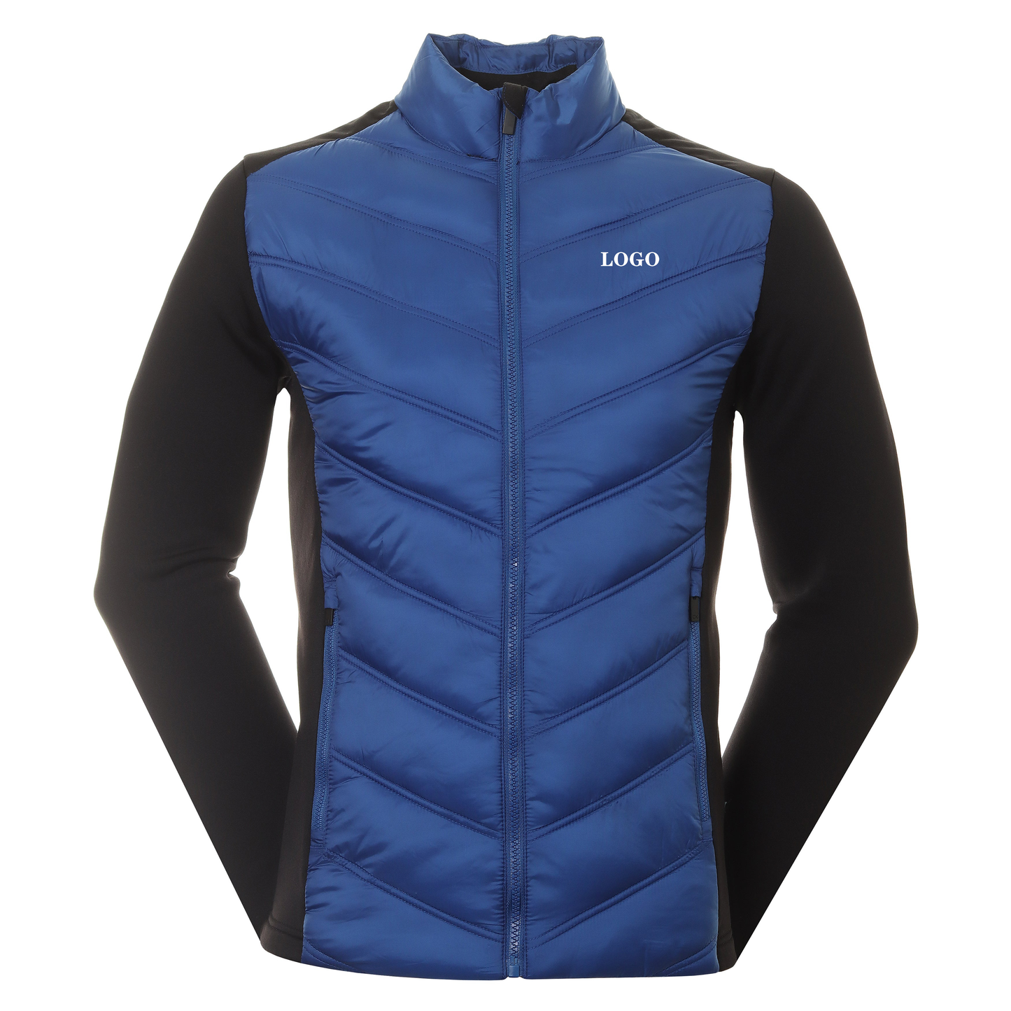 Custom High Quality Performance Sport Athletic Casual Full Zip Lightweight Winter Golf Coats Patchwork Quilted Jacket for Men