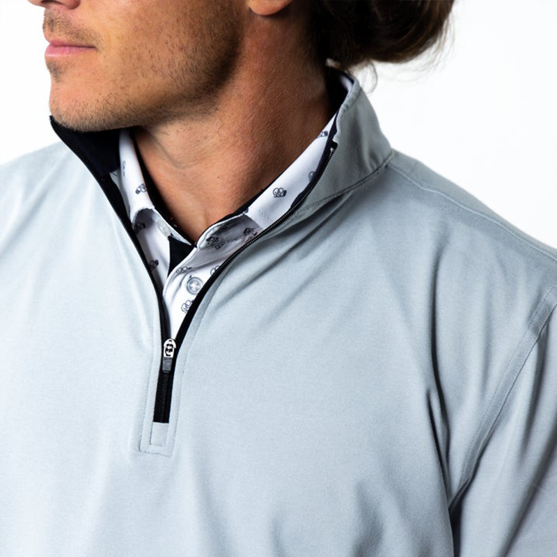 Factory Price Custom Logo Men Sport Golf Sweatshirt 1/4 Zip Collar Slim Fit Light Blue Sweatshirt