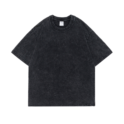 Custom logo Heavyweight Drop Shoulder Plain Solid Acid Wash t Shirt With Vintage Print Oversized Washed t Shirt