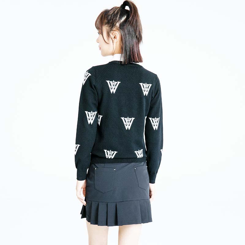 Ladies' golf clothing, short knitted polyester and spandex embroidered casual golf dresses