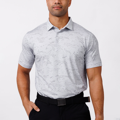 Custom Logo Design Men's Summer Short Sleeve Golf for Polo T-Shirt 100% Polyester Quick Dry & Floral Printing Jersey Fabric