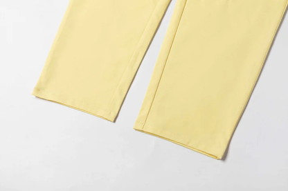 Cream Yellow Wrinkle - Resistant Straight - Leg Casual Pants