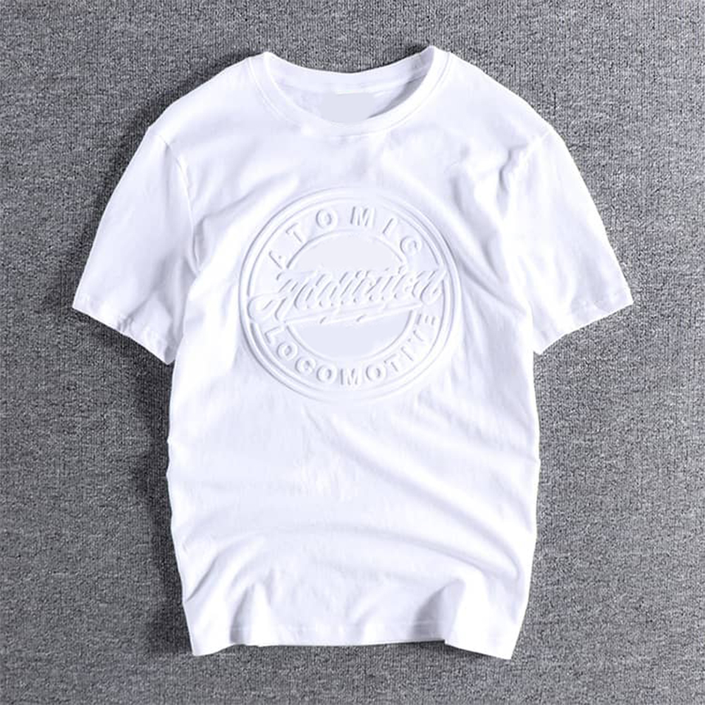 Custom Summer Emed 3D Lettering T-shirt for European American Men's Short Sleeve O-neck 100% Cotton Washed Old Casual Tops