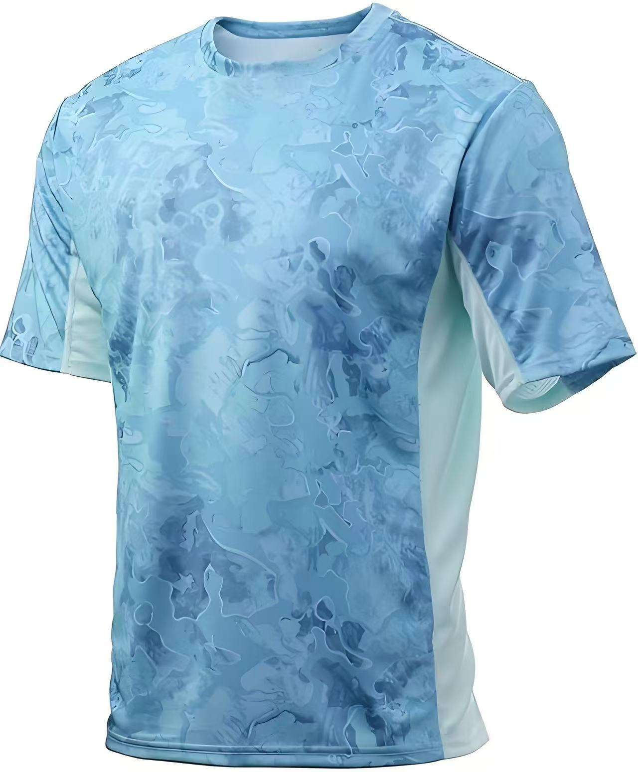 Custom Logo Men's High Quality Gym Tshirt UV UPF 50+ Sun Protection Spandex Polyester Quick Dry Printing Running Sport T Shirt