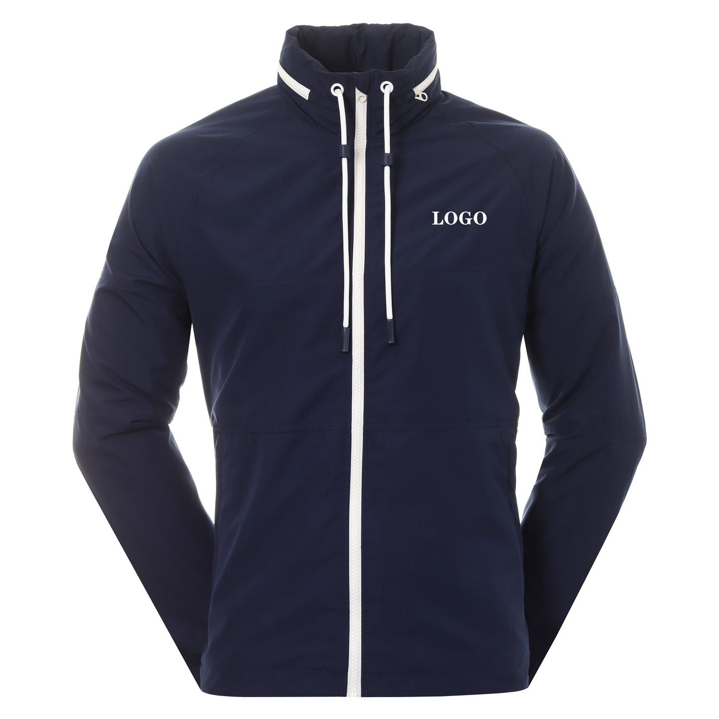 OEM Custom Men's Windproof and Waterproof Sports Jacket for Running Golf and Hiking with Front Logo Position