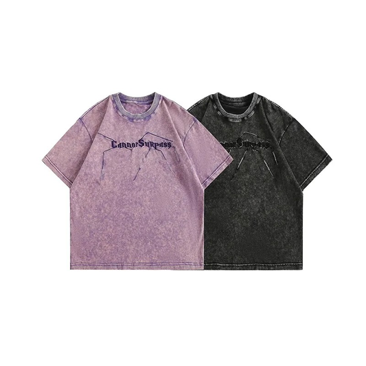 Custom Design Sense Embroidery Wash Heavy Short Sleeve T-shirt Men's and Women's Oversize Vintage Couple Tops