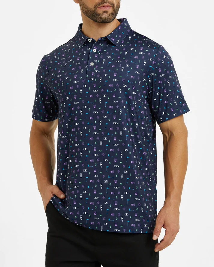Men's Golf Polo Shirt with Celebration Print for Stylish Play