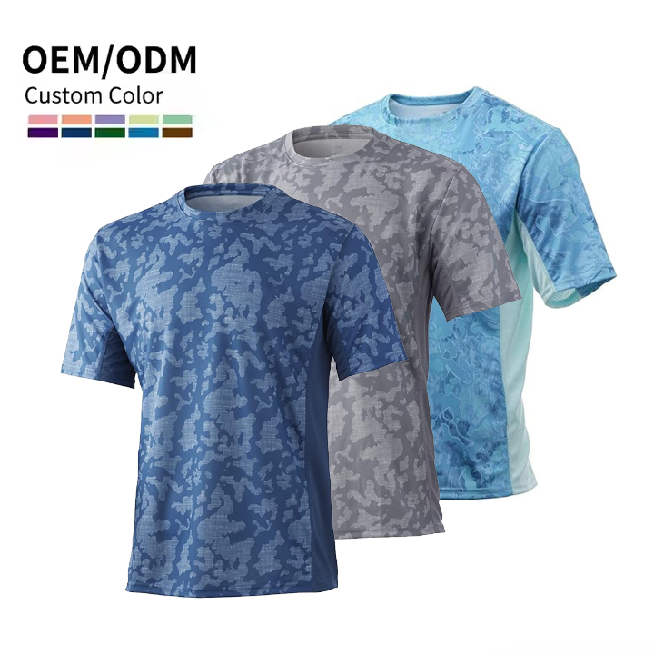Custom Logo Men's High Quality Gym Tshirt UV UPF 50+ Sun Protection Spandex Polyester Quick Dry Printing Running Sport T Shirt