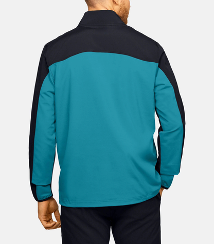 Men Contrast Color Design Windproof Patchwork Half Zip Collar Pullover Golf Sport Sweatshirt