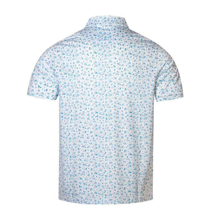 Blue Splatter Polo Shirt - Antimicrobial Quick Dry Slim Fit for Men