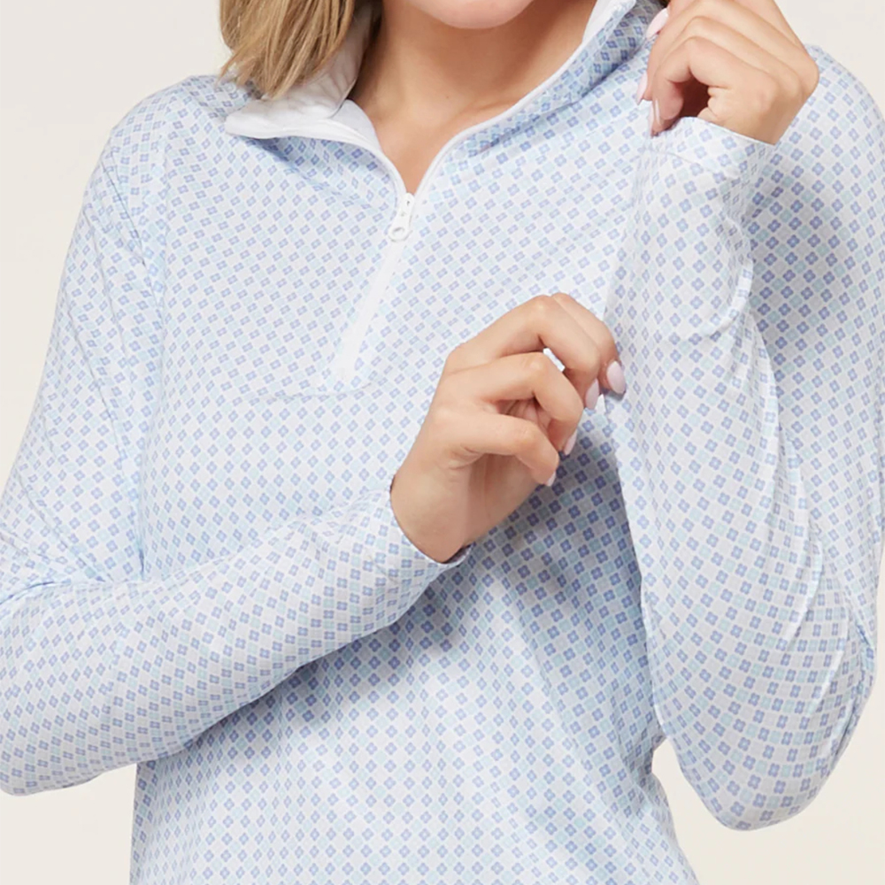 Custom High Quality Long Sleeve Top Quick Dry Suitable Milk Silk Sublimation Golf Quarter Zipper Sweatshirt Women Pullover