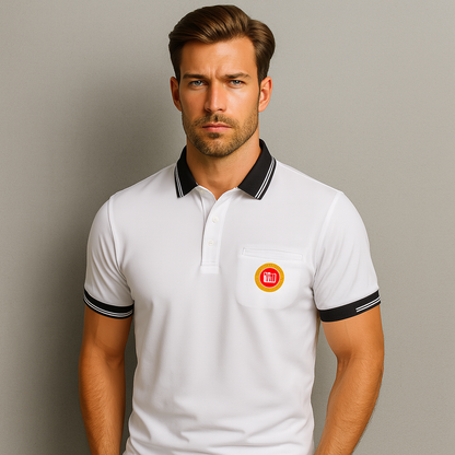 Custom Logo Men's Golf Polo Shirt With Button Down Feature Breathable Solid Pattern Short Sleeve Casual Style in Contrast Colors