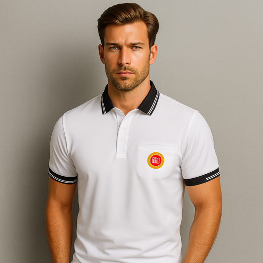 Custom Logo Men's Golf Polo Shirt With Button Down Feature Breathable Solid Pattern Short Sleeve Casual Style in Contrast Colors