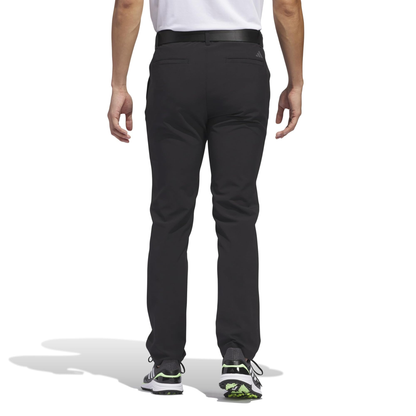 Custom-made tapered black golf pants made of 88% recycled polyester fiber and 12% spandex, with wrinkle-resistant and quick-drying functions