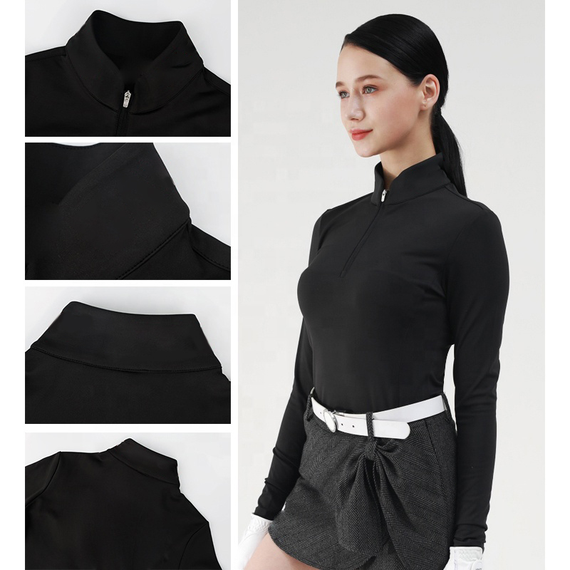 Custom Logo Design Golf Wear Stand Collar Quarter Zip Pullover Sweatshirt for women