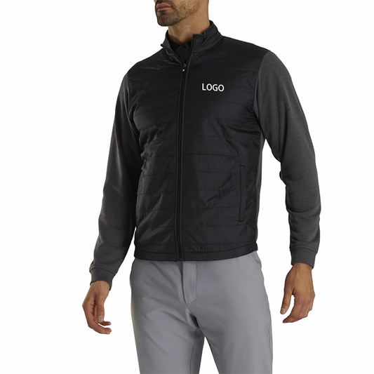Custom 2022 Winter Men Full Zip Hybrid Windproof Soft Shell Quilted Golf Jacket