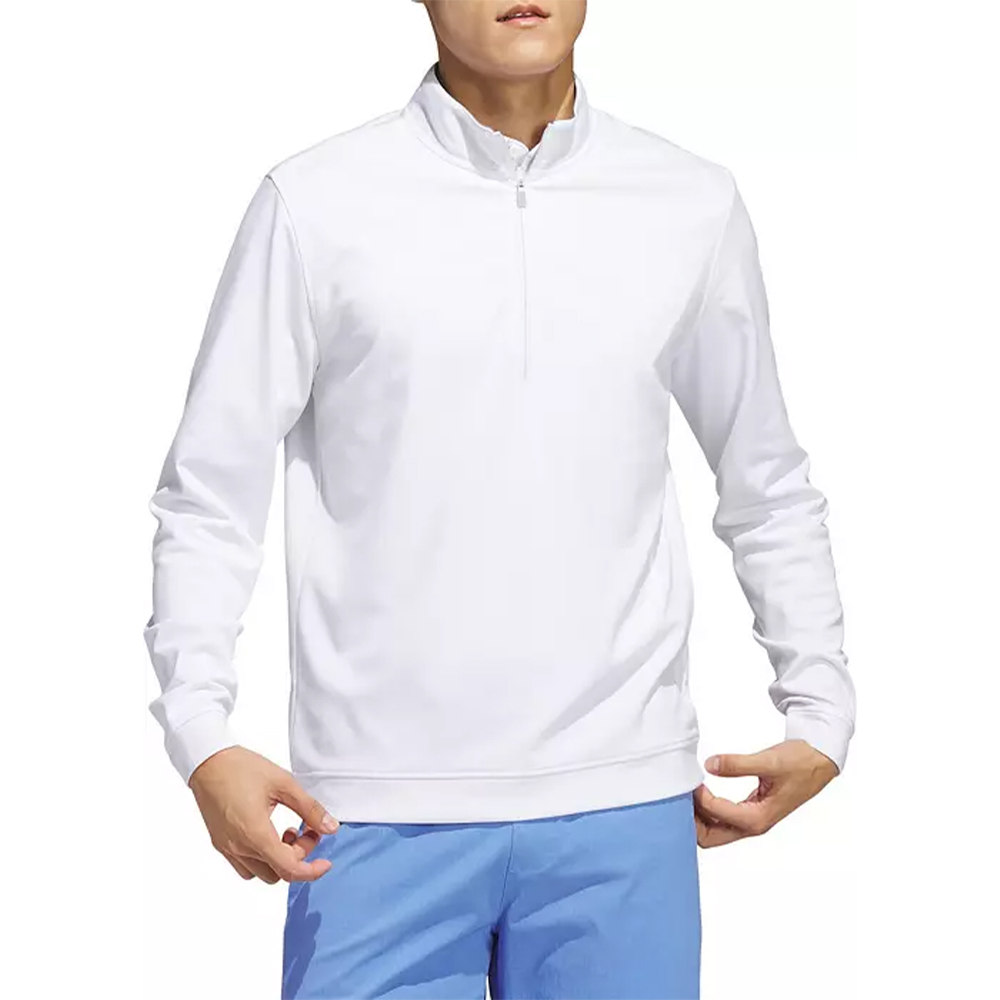 Custom Logo 80% Cotton 20% Polyester Adult White Plain Quarter Zip Pullover Golf Men Sweatshirt